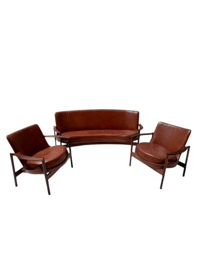 Mid-Century Modern Sofa and Lounge Chairs by Ib Kofod-Larsen for Frõscher, 1970s